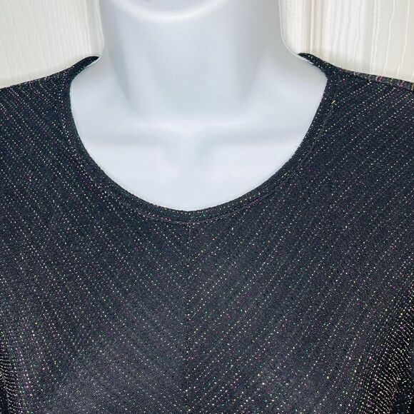 Modcloth Shimmer On Show Metallic Faux Wrap Dress Black Sparkle M NWT - Picture 5 of 11
